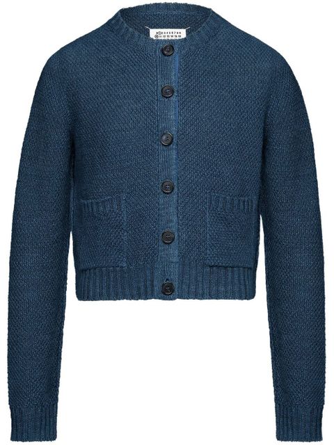 Maison Margiela basket-weave round-neck cardigan - Blue - zdjęcie produktu nr 1