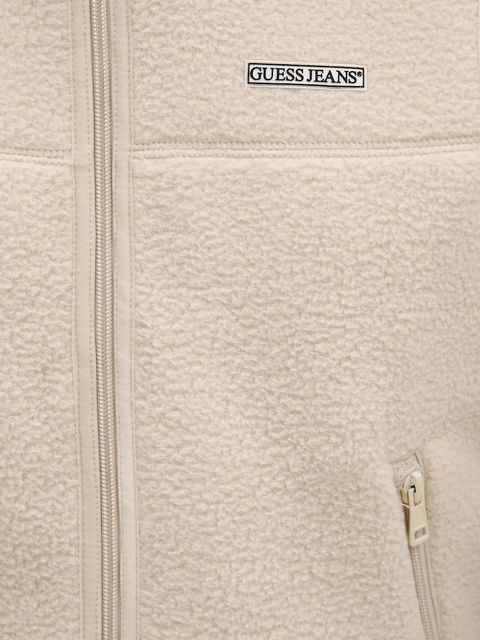 Guess Jeans kamizelka damska kolor beżowy gładka W5BQ19 K1042