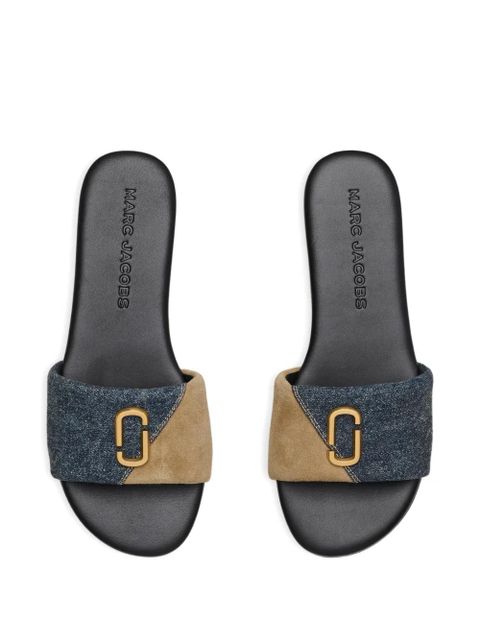 Marc Jacobs logo-detail denim slides - Blue