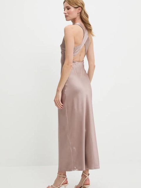 Answear.LAB sukienka kolor brązowy maxi dopasowana