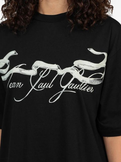 Jean Paul Gaultier ribbon-print spray-effect t-shirt - Black