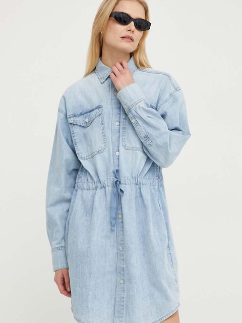 G-Star sukienka jeansowa kolor niebieski mini prosta