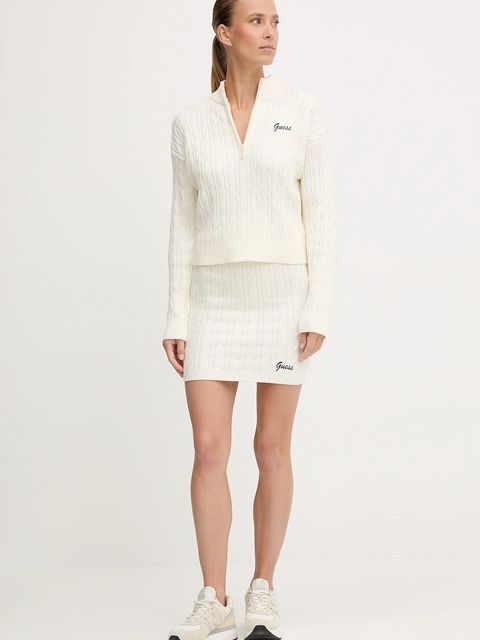 Guess sweter LAVINIA damski kolor beżowy lekki z półgolfem V5BR02 Z0572