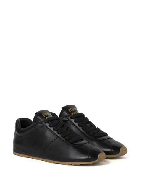 Miu Miu Plume leather sneakers - Black - zdjęcie produktu nr 2