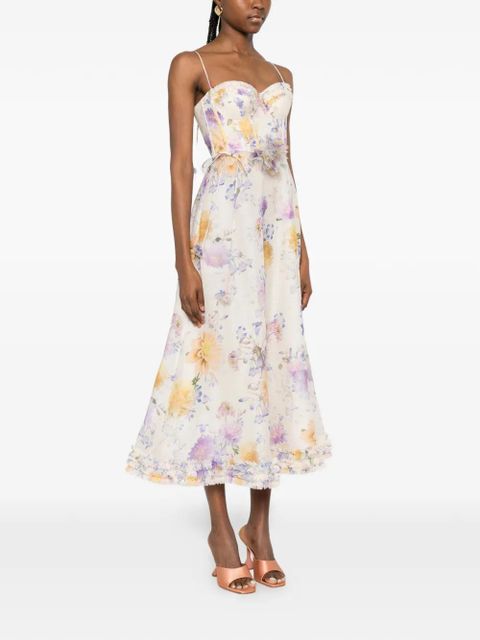ZIMMERMANN floral tie-waist midi dress - Neutrals