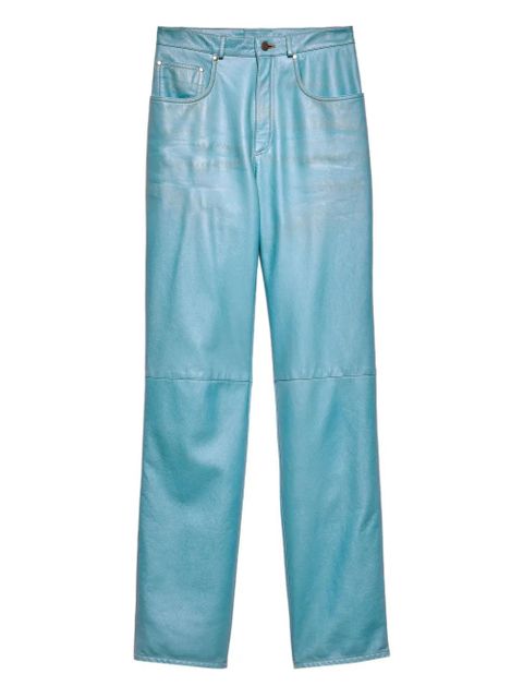 Prada leather trousers - Blue - zdjęcie produktu nr 1