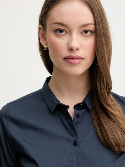 Mos Mosh koszula damska kolor granatowy slim z kołnierzykiem klasycznym
