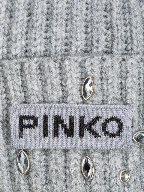 PINKO crystal-embellished beanie hat - Grey