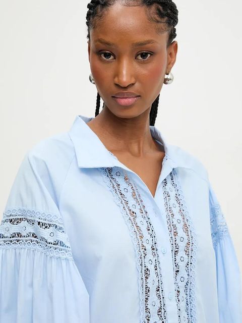 Answear.LAB koszula bawełniana damska kolor niebieski relaxed z kołnierzykiem klasycznym