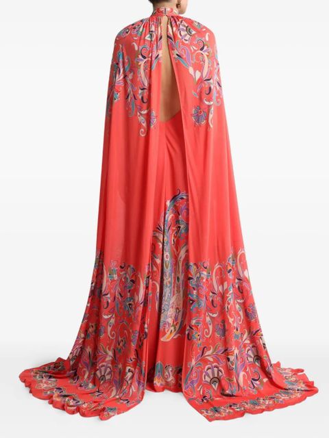ETRO printed cape dress - Red
