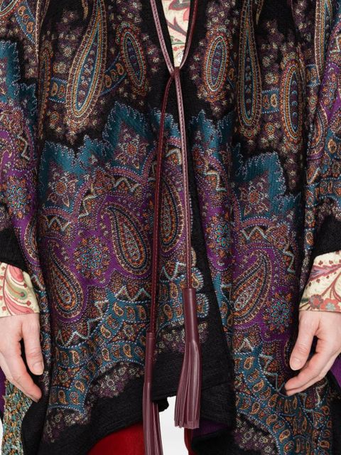ETRO paisley-print tasselled poncho - Black