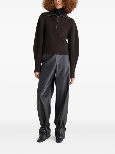 LEMAIRE ribbed half-zip sweater - Brown - zdjęcie produktu nr 2