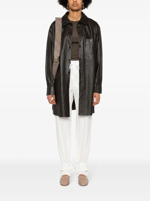 LEMAIRE leather side-slits shirt - Brown
