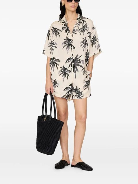 ANINE BING Kam palm-print shorts - Neutrals - zdjęcie produktu nr 2