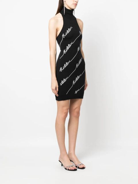 ROTATE BIRGER CHRISTENSEN sequin logo-embellished halterneck minidress - Black - zdjęcie produktu nr 2