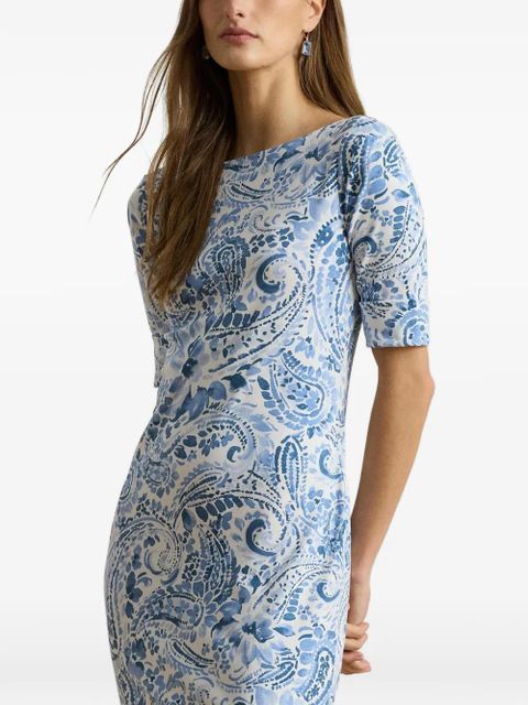 Lauren Ralph Lauren paisley-print boat-neck dress - Blue