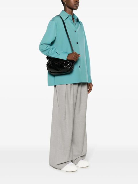 Jil Sander small logo-foil-print leather bag - Black