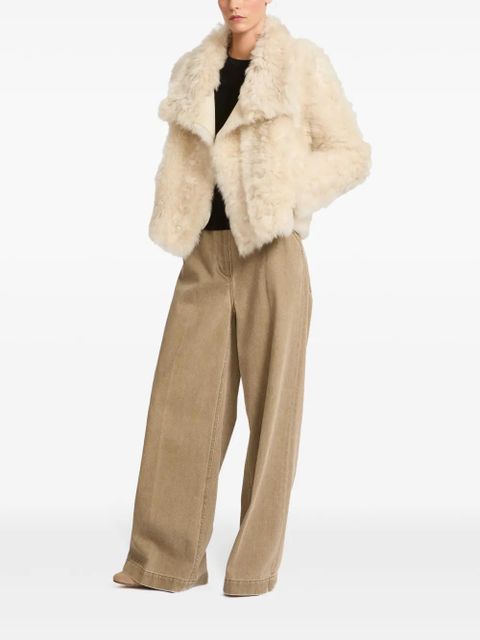 Yves Salomon cropped leather jacket - White