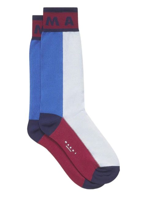 Marni embroidered-logo socks - Blue - zdjęcie produktu nr 1
