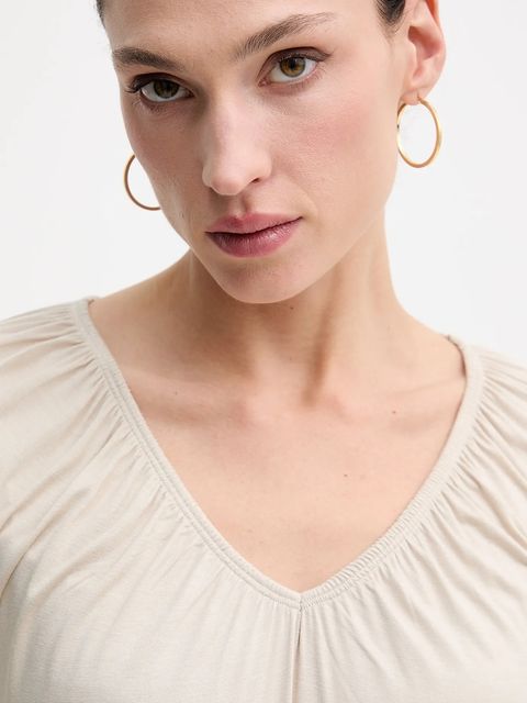 Sisley longsleeve kolor beżowy 3Z12L4014