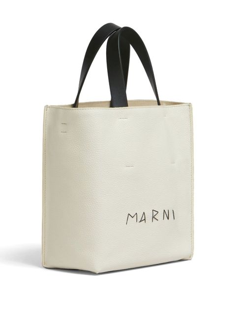 Marni Museo mending-logo leather tote bag - Neutrals