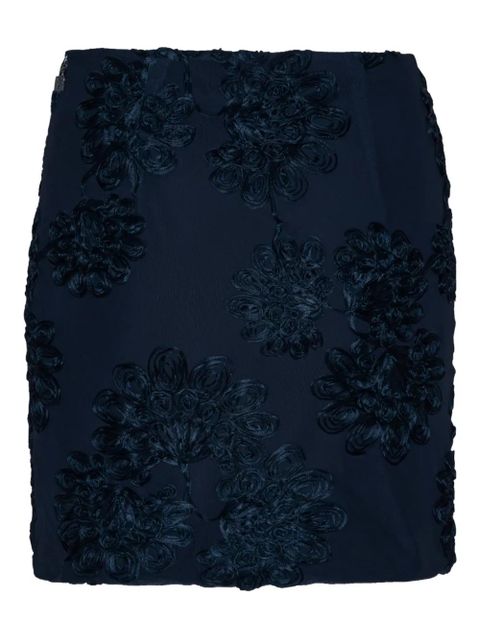 ROTATE BIRGER CHRISTENSEN 3D floral-mesh mini skirt - Blue