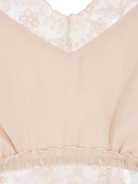 Simone Rocha lace-trim V-neck top - Neutrals
