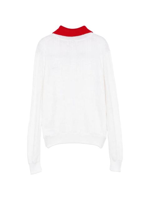 SHUSHU/TONG contrast-collar knitted polo top - White - zdjęcie produktu nr 2