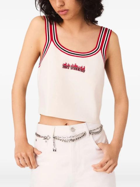 Maje flame-detail crop top - White