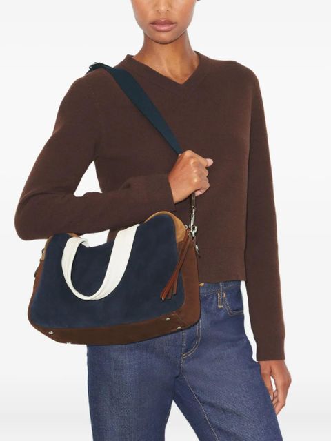 Tory Burch colorblock suede satchel bag - Blue