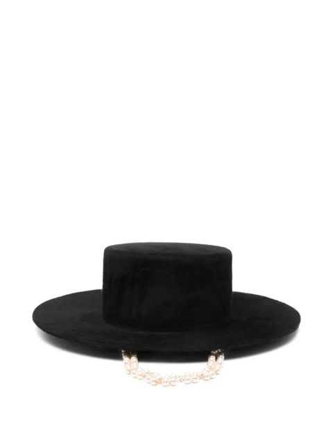 Ruslan Baginskiy faux-pearls embellished fedora hat - Black