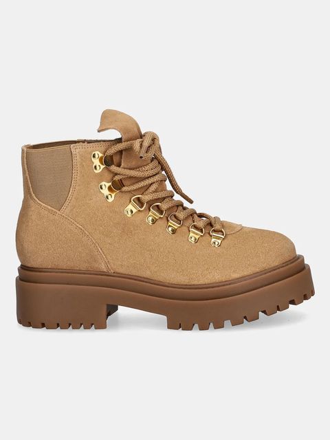 Answear.LAB botki zamszowe kolor brązowy na platformie