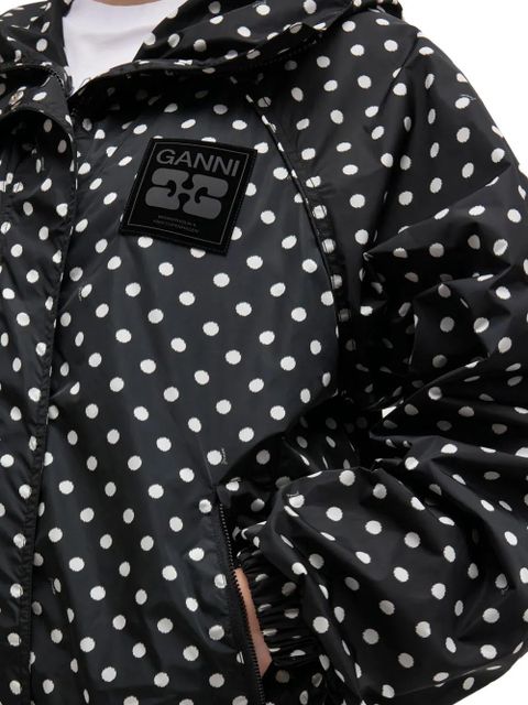 GANNI polka-dot hooded coat - Black