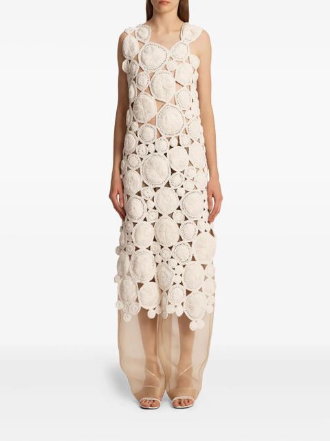 KHAITE Avalon circular-appliqué maxi dress - Neutrals