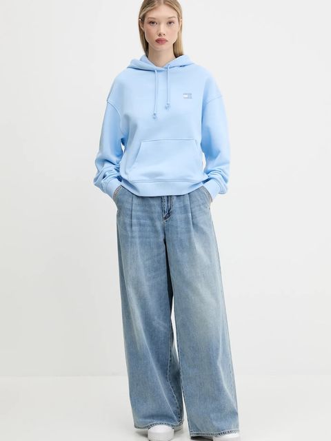 Tommy Jeans bluza bawełniana damska kolor niebieski z kapturem DW0DW19414 - zdjęcie produktu nr 2