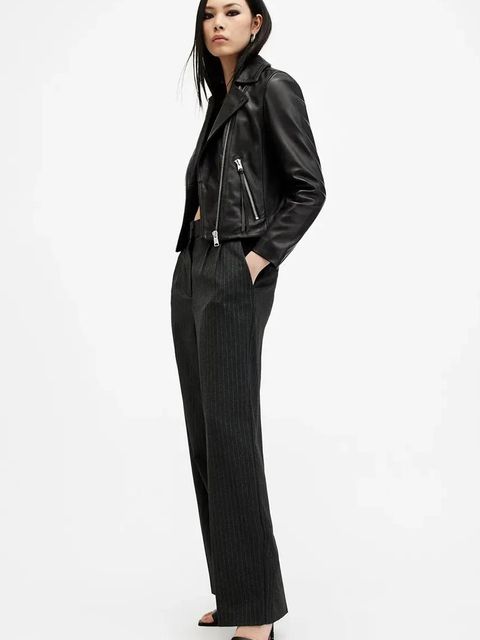 AllSaints kurtka skórzana DALBY damska kolor czarny przejściowa W086LB