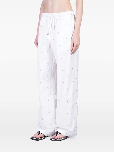 The Attico logo-embroidered trousers - White