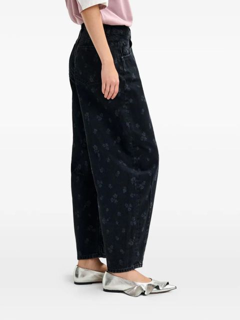 Essentiel Antwerp floral twisted barrel jeans - Black