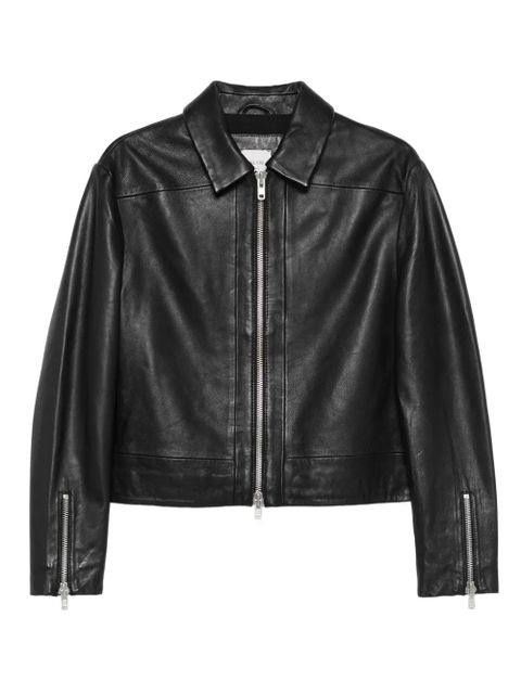 Alysi zip-front leather jacket - Black - zdjęcie produktu nr 1