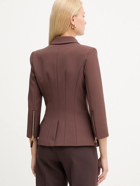 Elisabetta Franchi marynarka kolor brązowy dwurzędowa gładka GI17456E2 - zdjęcie produktu nr 2