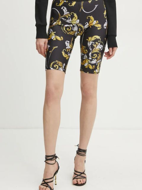 Versace Jeans Couture szorty damskie kolor czarny wzorzyste medium waist 78HAC106 JS470