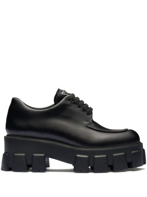 Prada Monolith brushed leather lace-up shoes - Black - zdjęcie produktu nr 1