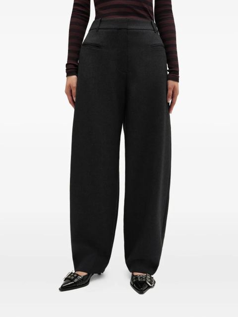 GANNI logo-patch trousers - Grey