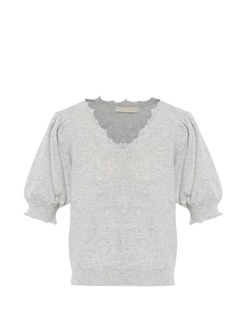 Ulla Johnson Polline ruffled-sleeve T-shirt - Grey - zdjęcie produktu nr 1