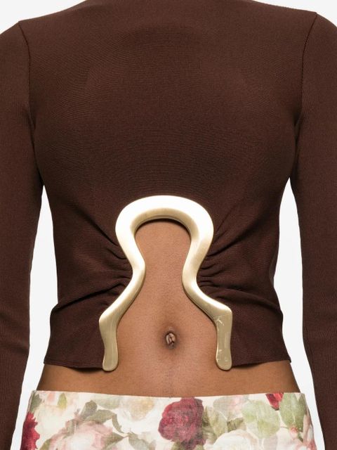 Cult Gaia high-neck embellished top - Brown