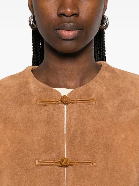 Róhe mandarin-collar suede jacket - Brown