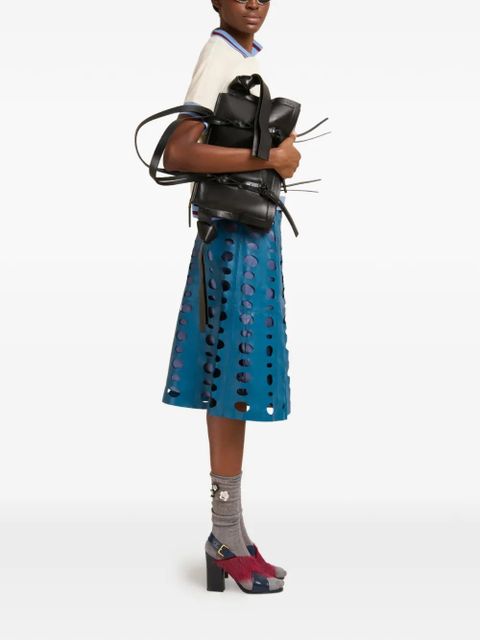 Marni circular cut-outs leather midi skirt - Blue - zdjęcie produktu nr 2