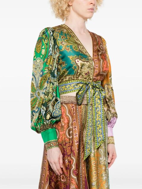 ALEMAIS paisley-print tie-front top - Green