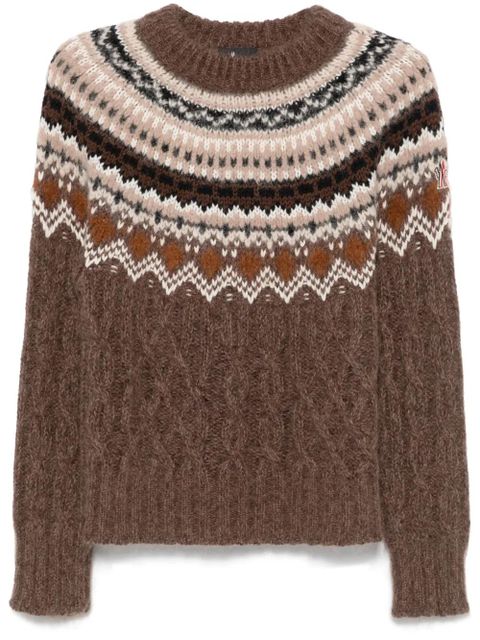 Moncler Grenoble patterned-jacquard sweater - Brown - zdjęcie produktu nr 1