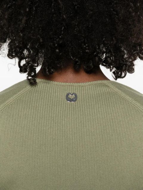 Maje square neck ribbed T-shirt - Green